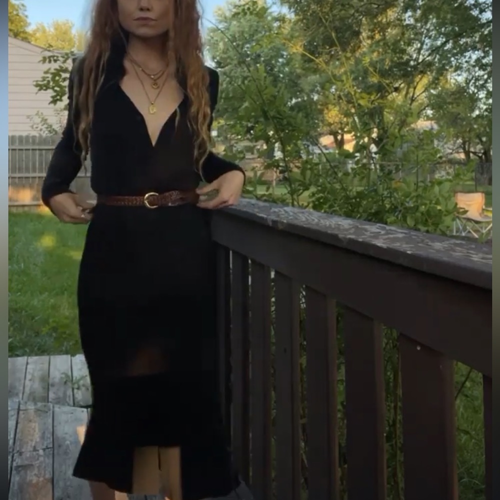 CITY DKNY Black Button-Down Midi Shirt Dress – Small